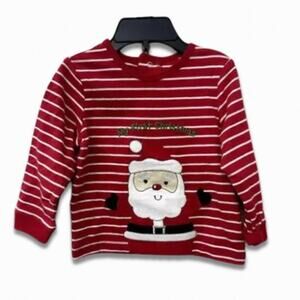 Little Me Baby Long Sleeve Shirt My First Christmas Print Red White Baby 12M NWT